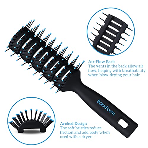 BasicForm Styling Hair Brush and Comb Set for Men, Vent Brush Round Hair Roll...