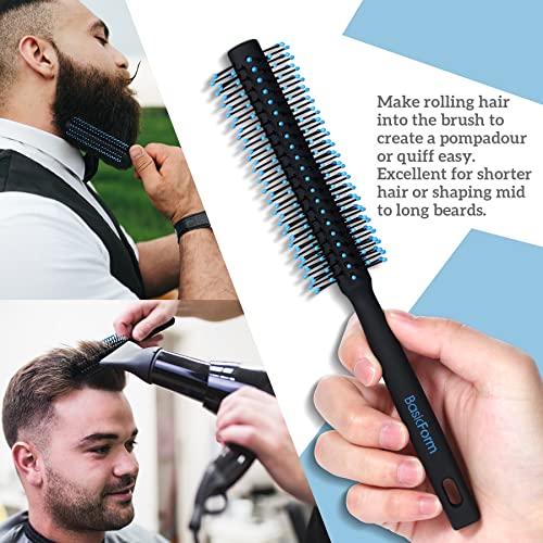 BasicForm Styling Hair Brush and Comb Set for Men, Vent Brush Round Hair Roll...