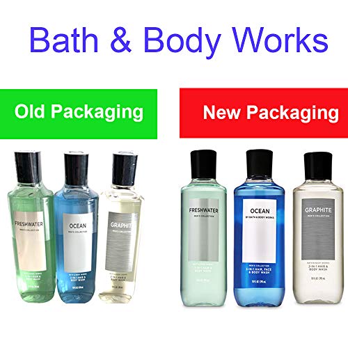 Bath and Body Works 3 Pack 2-in-1 Hair + Body Wash Freshwater, Graphite and O...