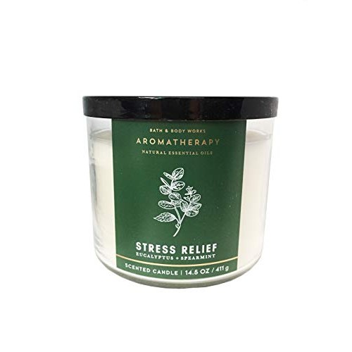 Bath & Body Works, Aromatherapy Stress Relief 3-Wick Candle, Eucalyptus Spear...