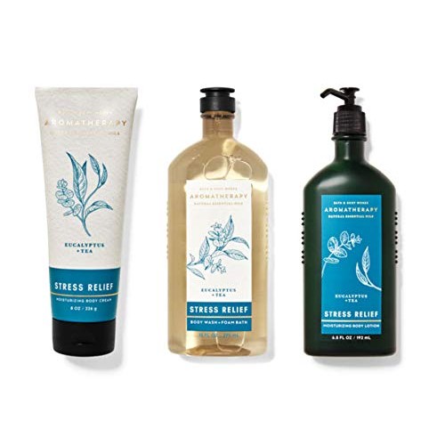 Bath and Body Works Aromatherapy STRESS RELIEF EUCALYPTUS TEA Trio Gift Set -...