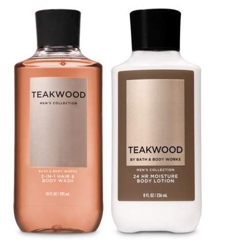 BATH AND BODY WORKS GIFT SET TEAKWOOD FOR MEN - Body Wash & Body lotion - FUL...