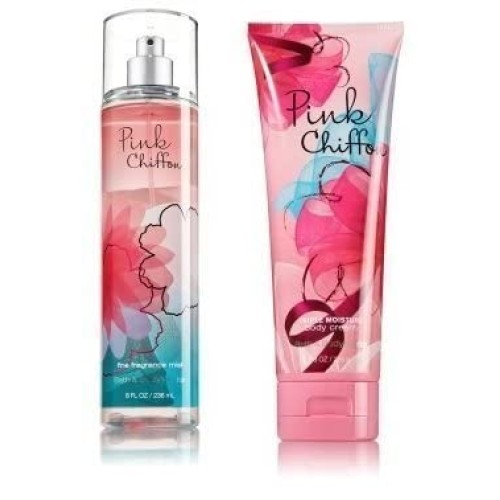 Bath & Body Works Pink Chiffon Ultra Shea Body Cream & Fine Fragrance Mist Gi...