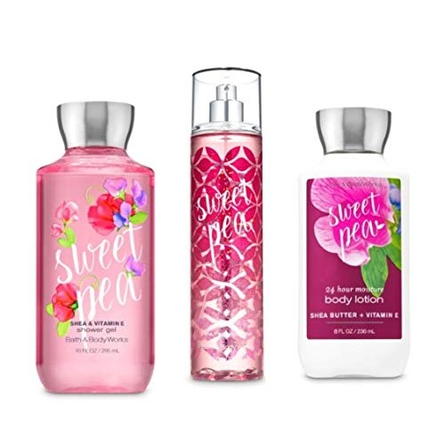 Bath and Body Works Sweet Pea Set, Body Lotion, Shower Gel and Fragrance Mist...