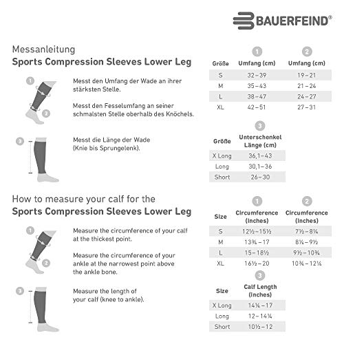 Bauerfeind Sports Compression Lower Leg Calf Sleeves (1 Pair) (Rivera, Small/...