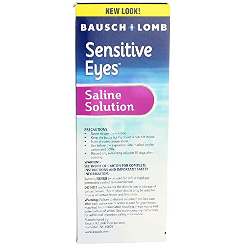 Bausch & Lomb Sensitive Eyes Plus Saline Solution, 12 Oz (Pack of 2)