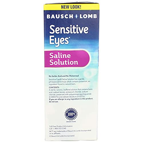 Bausch & Lomb Sensitive Eyes Plus Saline Solution, 12 Oz (Pack of 2)