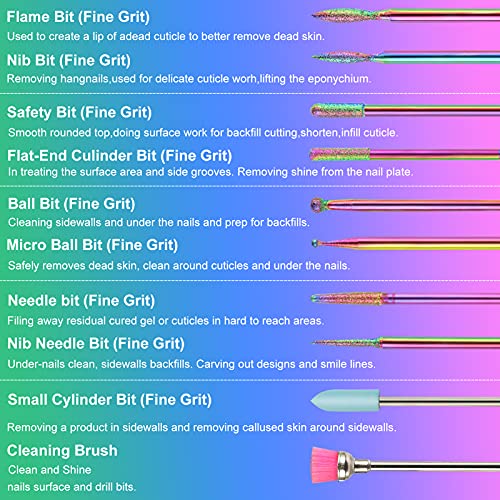 BBKON 10Pcs Nail Drill Bits with 30pcs Sanding Bands and Replacement Mandrel,...