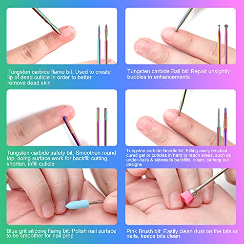BBKON 10Pcs Nail Drill Bits with 30pcs Sanding Bands and Replacement Mandrel,...