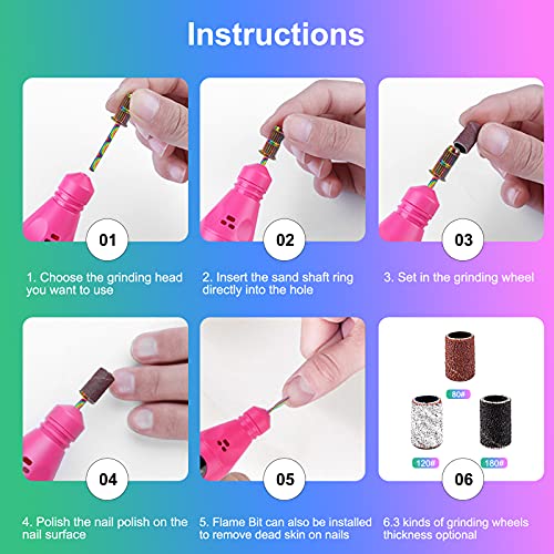 BBKON 10Pcs Nail Drill Bits with 30pcs Sanding Bands and Replacement Mandrel,...