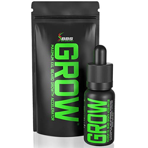 GROW Maximum XXL Hair Growth, Mustache, and Beard Kit with Accelerator Oil & ...