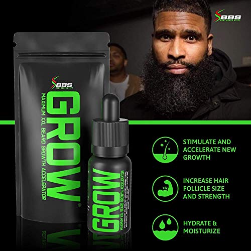 GROW Maximum XXL Hair Growth, Mustache, and Beard Kit with Accelerator Oil & ...