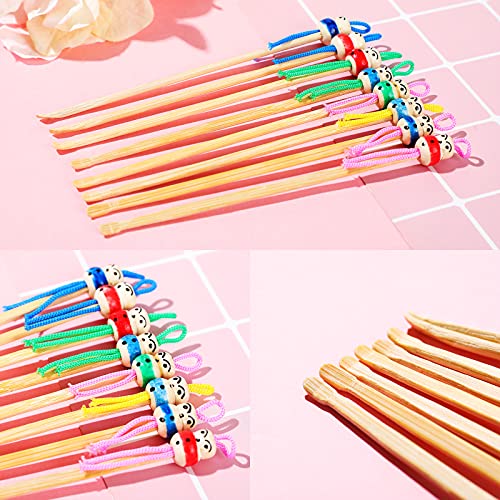  100 Pieces Bamboo Ear Cleaner Ear Pick Mix Cute Doll Bamboo Wax Remover Clea...