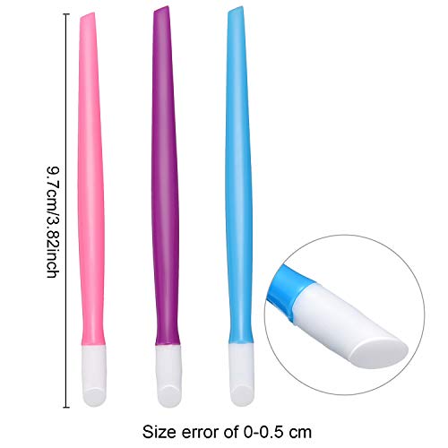 30 Pieces Plastic Handle Nail Cuticle Pusher Rubber Tipped Nail Cleaner Color...