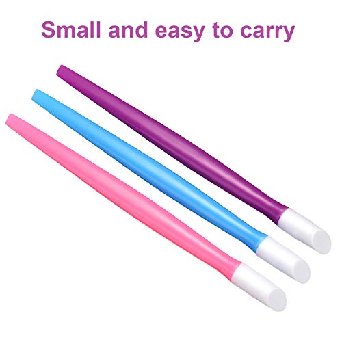 30 Pieces Plastic Handle Nail Cuticle Pusher Rubber Tipped Nail Cleaner Color...
