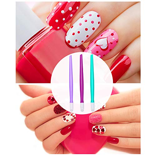 30 Pieces Plastic Handle Nail Cuticle Pusher Rubber Tipped Nail Cleaner Color...