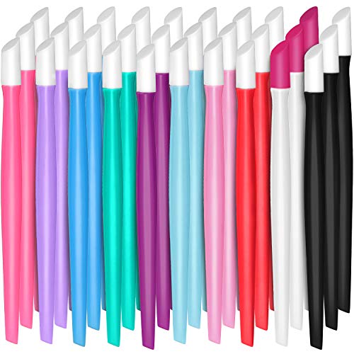 30 Pieces Plastic Handle Nail Cuticle Pusher Rubber Tipped Nail Cleaner Color...