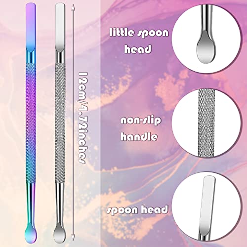 4 Pieces Cuticle Pusher Dual Sided Nail Cleaner Spoon Pusher Stainless Steel ...
