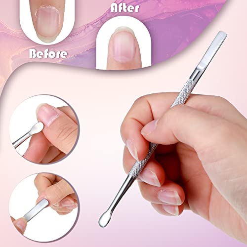 4 Pieces Cuticle Pusher Dual Sided Nail Cleaner Spoon Pusher Stainless Steel ...