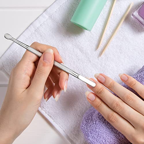 4 Pieces Cuticle Pusher Dual Sided Nail Cleaner Spoon Pusher Stainless Steel ...
