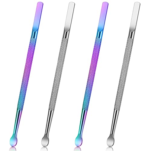 4 Pieces Cuticle Pusher Dual Sided Nail Cleaner Spoon Pusher Stainless Steel ...