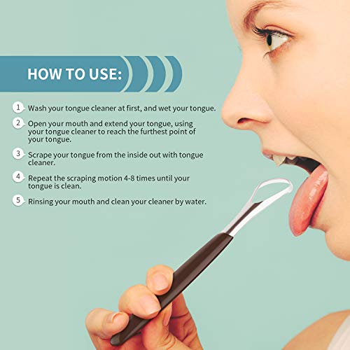 4 Pieces Tongue Scrapers,Reduce Bad Breath Tongue Scrapers for Adults Kids St...