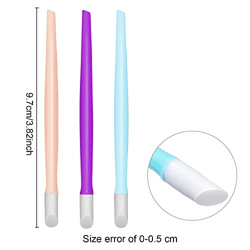 60 Pieces Plastic Handle Nail Cuticle Pusher Rubber Tipped Nail Cleaner Color...
