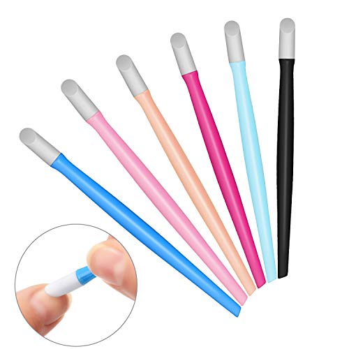 60 Pieces Plastic Handle Nail Cuticle Pusher Rubber Tipped Nail Cleaner Color...
