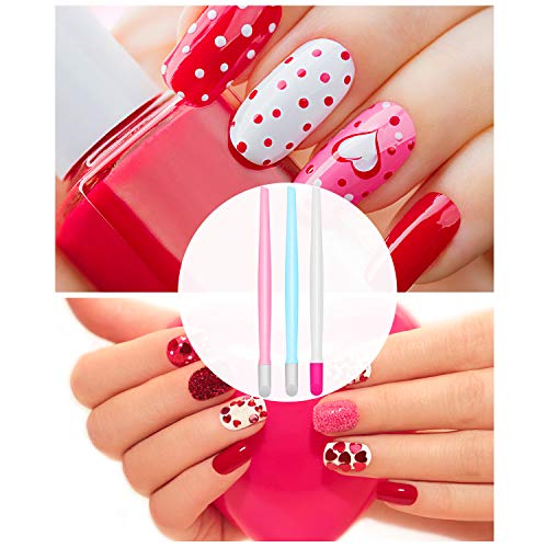 60 Pieces Plastic Handle Nail Cuticle Pusher Rubber Tipped Nail Cleaner Color...