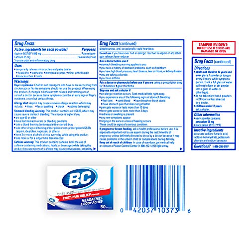 BC Powder Original Strength Pain Reliever, 50 Powder Sticks