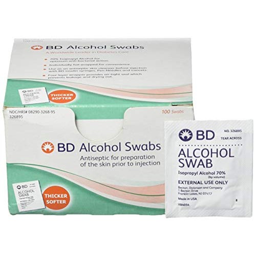 BD Alcohol Swabs 100 Each White