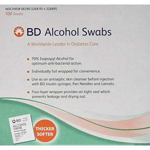BD Alcohol Swabs 100 Each White