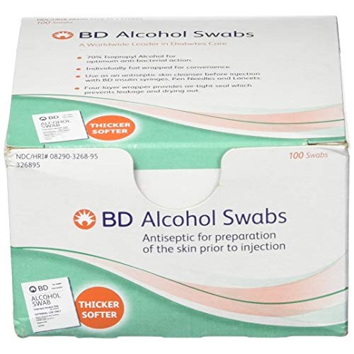 BD Alcohol Swabs 100 Each White