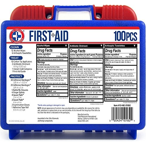 Be Smart Get Prepared 100 Piece First Aid Kit: Clean, Treat, Protect Minor Cu...