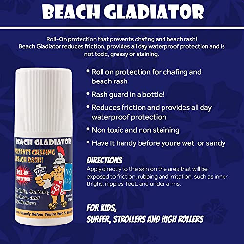 Beach Gladiator Anti Rash & Chafing Roll-On for Chub Rub, Sports Rash & Frict...