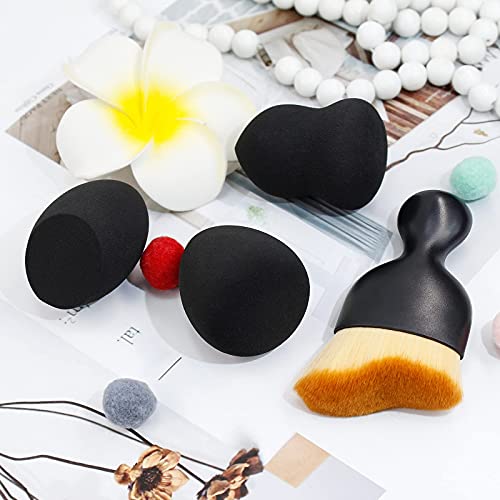 BEAKEY 3+1 Pcs Makeup Sponges with Kabuki Contour Brush, Beauty Sponge Blende...