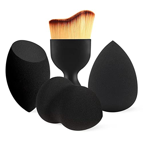 BEAKEY 3+1 Pcs Makeup Sponges with Kabuki Contour Brush, Beauty Sponge Blende...