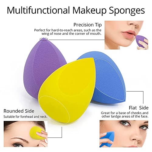 BEAKEY 4+1Pcs Makeup Sponges with Powder Brush, Foundation Blending Sponge fo...
