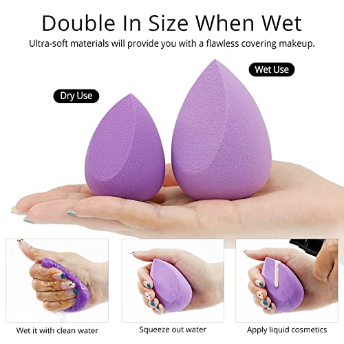 BEAKEY 4+1Pcs Makeup Sponges with Powder Brush, Foundation Blending Sponge fo...