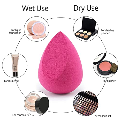 BEAKEY 4+1Pcs Makeup Sponges with Powder Brush, Foundation Blending Sponge fo...