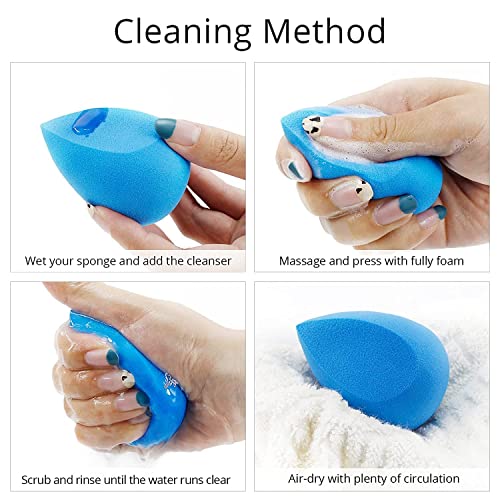BEAKEY 4+1Pcs Makeup Sponges with Powder Brush, Foundation Blending Sponge fo...