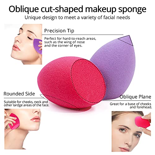 BEAKEY 5 Pcs Oblique Cut Makeup Sponge Set, Foundation Blending Beauty Sponge...