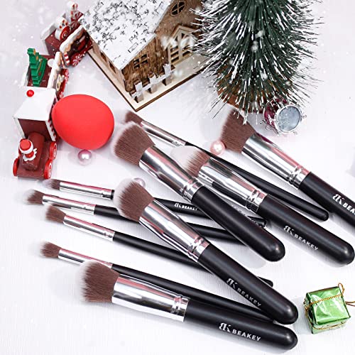 BEAKEY Makeup Brush Set Premium Synthetic Foundation Face Powder Blush Eyesha...