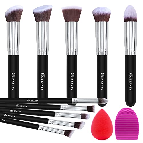 BEAKEY Makeup Brush Set Premium Synthetic Foundation Face Powder Blush Eyesha...