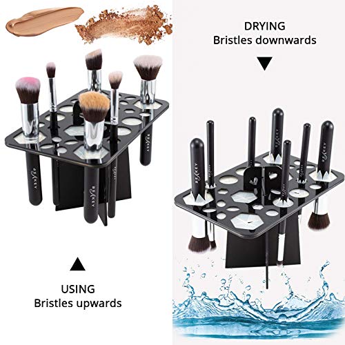 Makeup Brush Drying Rack, BEAKEY Collapsible Makeup Brush Holder, 28 Holes Ma...