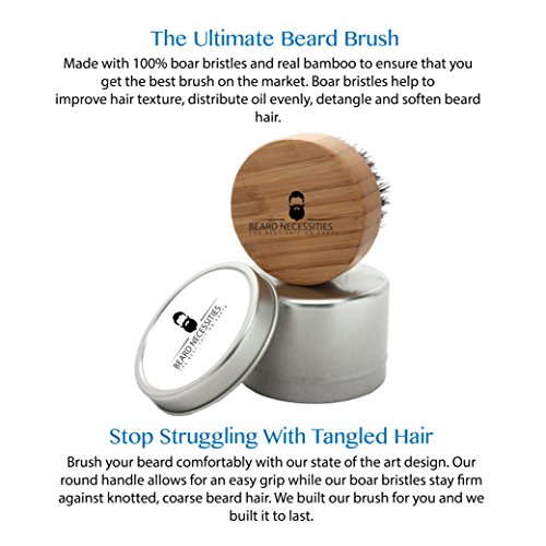 Beard Brush For Men By Beard Necessities - Made With Pure Boar Bristles and B...