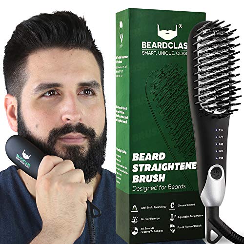 BEARDCLASS Premium Beard Straightener Comb - USA Designed for Beards! Fast He...