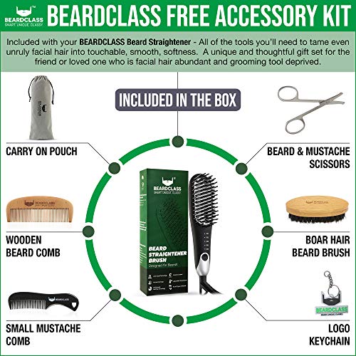 BEARDCLASS Premium Beard Straightener Comb - USA Designed for Beards! Fast He...