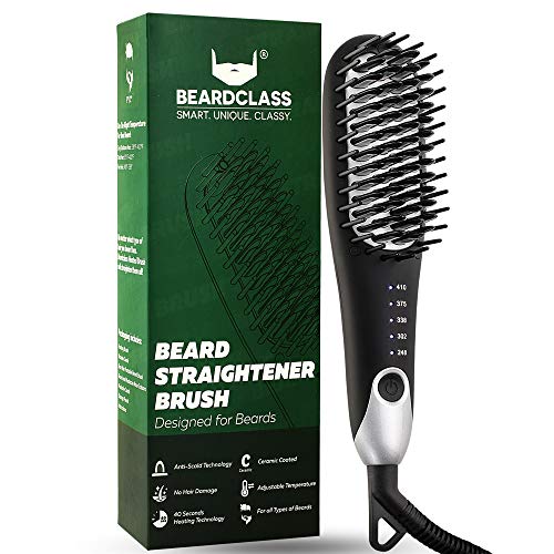 BEARDCLASS Premium Beard Straightener Comb - USA Designed for Beards! Fast He...