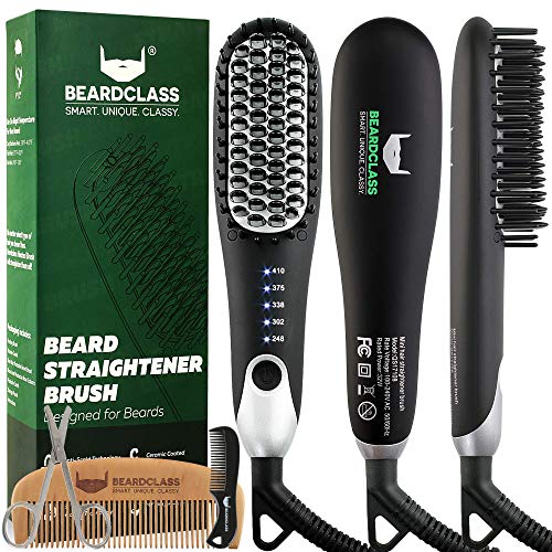 BEARDCLASS Premium Beard Straightener Comb - USA Designed for Beards! Fast He...